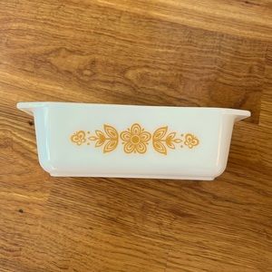 Vintage Pyrex Milk Glass Butterfy Gold Loaf Pan